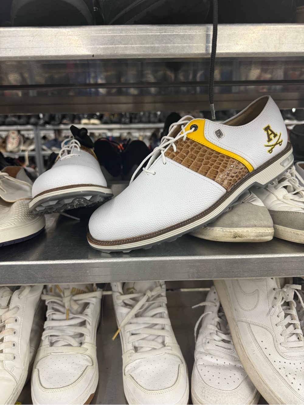 FootJoy White, Brown & Yellow Men’s Athletic Golf Shoe